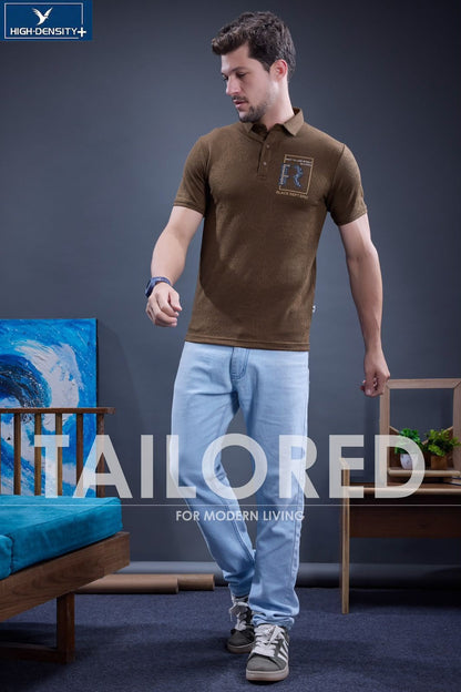 Lot 6688 To 6695 Collar Style High Density Jacquard Mens Tshirts Manufacturer India
