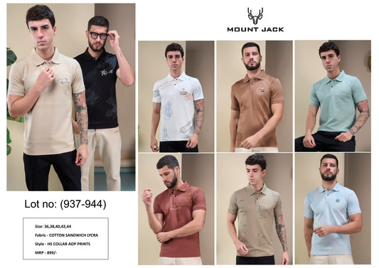 Lot 937 To 944 Aop Mount Jack Cotton Mens Tshirts Exporter India