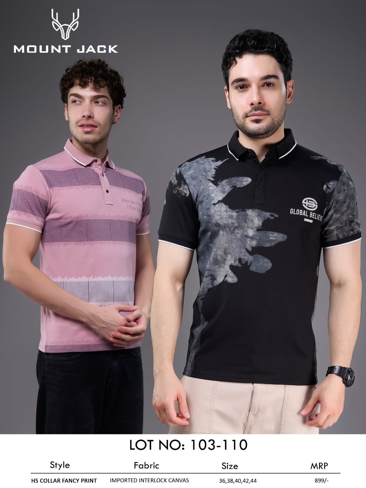 Lot No 103-110 Mount Jack Imported Mens Tshirts Wholesaler