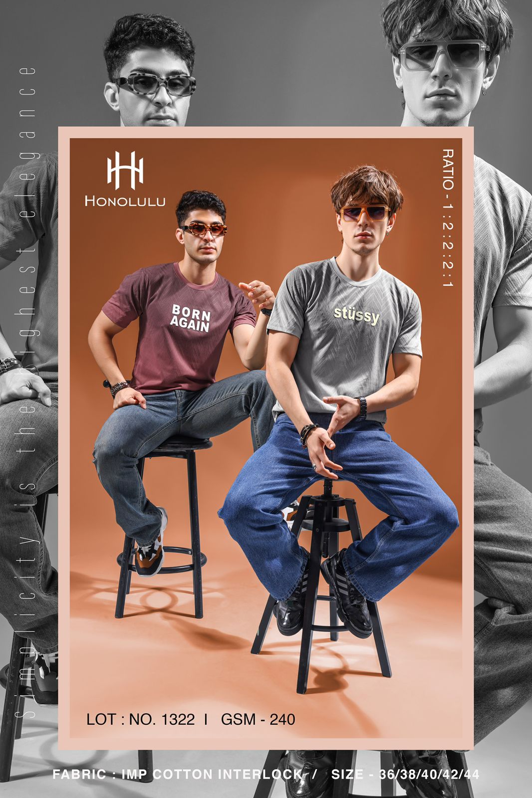 Lot No 1322 Honolulu Imported Mens Tshirts Exporter Gujarat