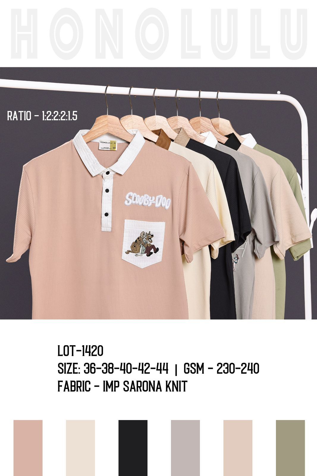 Lot No 1420 Honolulu Knit Mens Tshirts Supplier