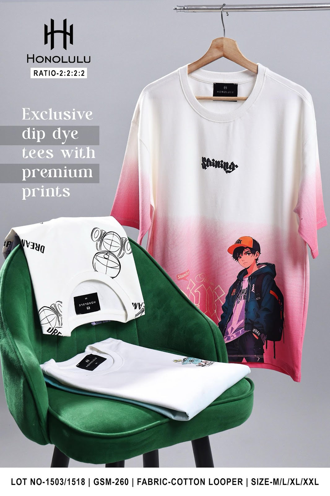 Lot No 1503-1518 Honolulu Lycra Mens Tshirts Supplier Gujarat