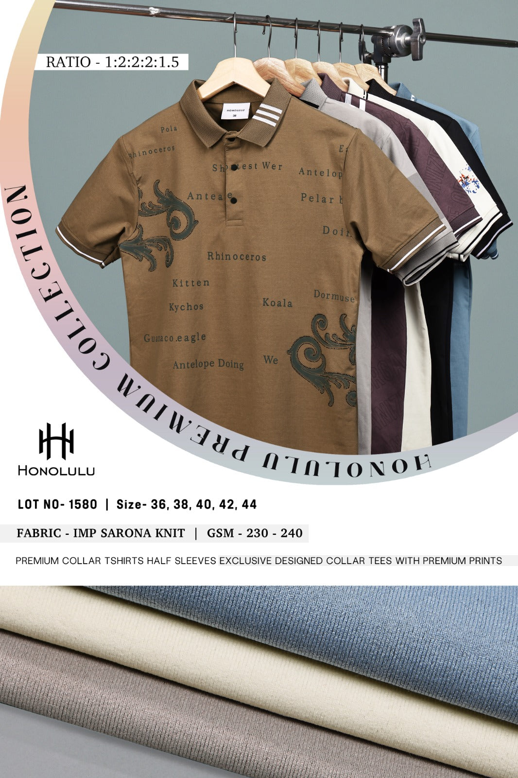 Lot No 1580 Honolulu Imported Mens Tshirts Wholesaler