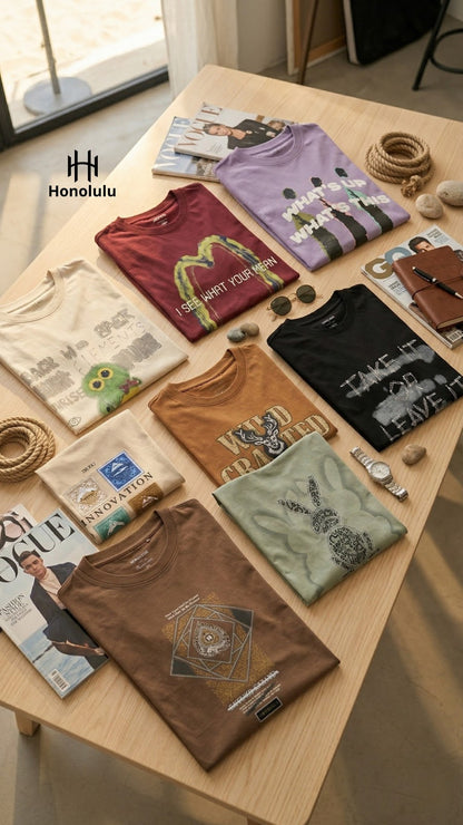 Lot No 1585 Honolulu Cotton Lycra Mens Tshirts Exporter India