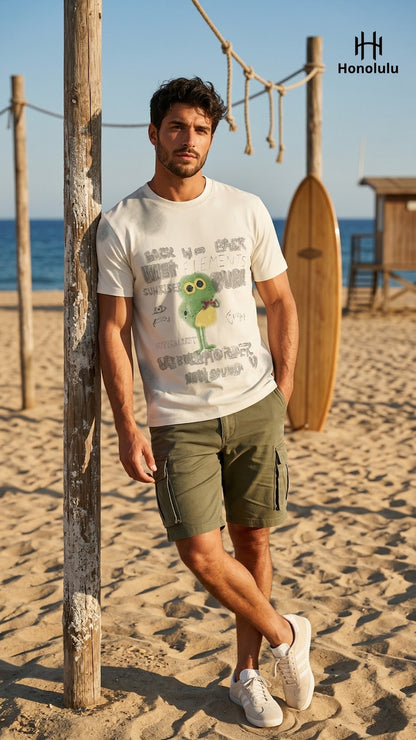Lot No 1585 Honolulu Cotton Lycra Mens Tshirts Exporter India