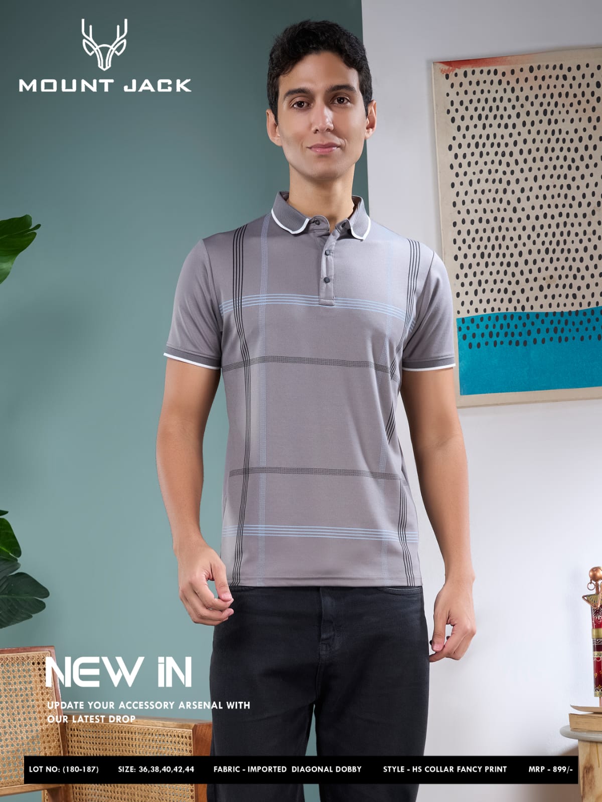 Lot No 180-187 Mount Jack Dobby Mens Tshirts Wholesaler Gujarat