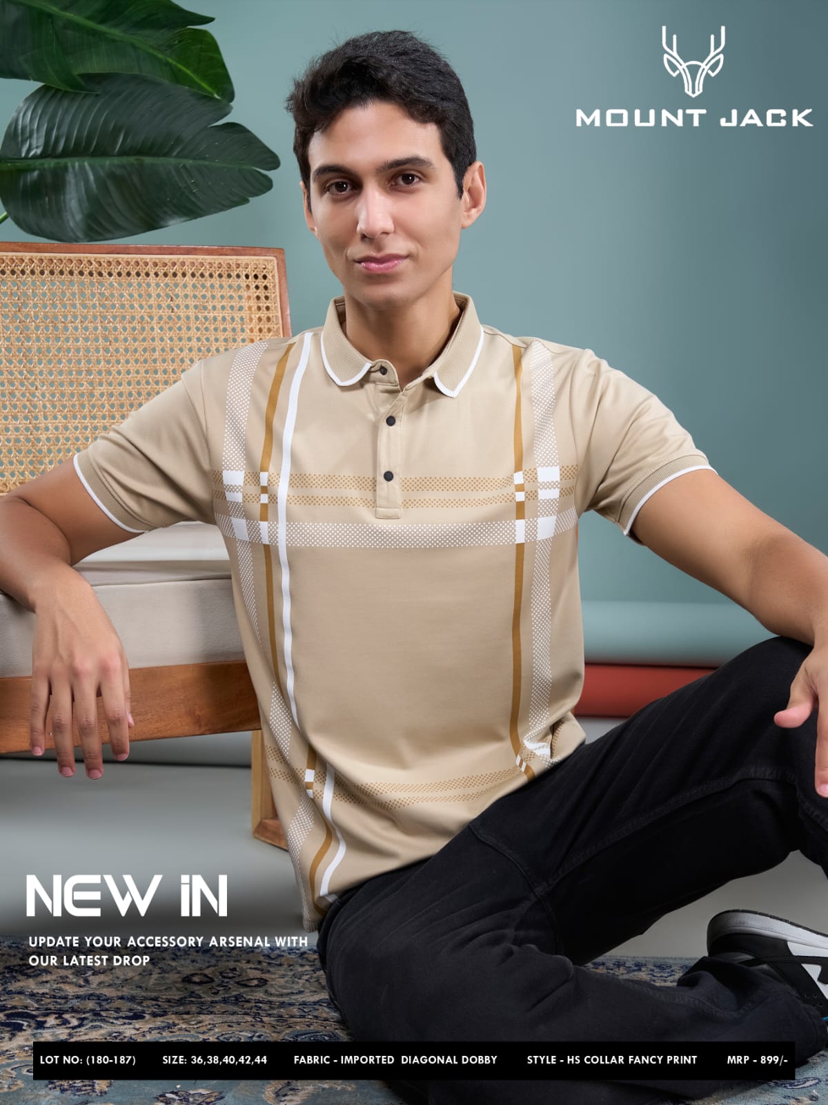 Lot No 180-187 Mount Jack Dobby Mens Tshirts Wholesaler Gujarat