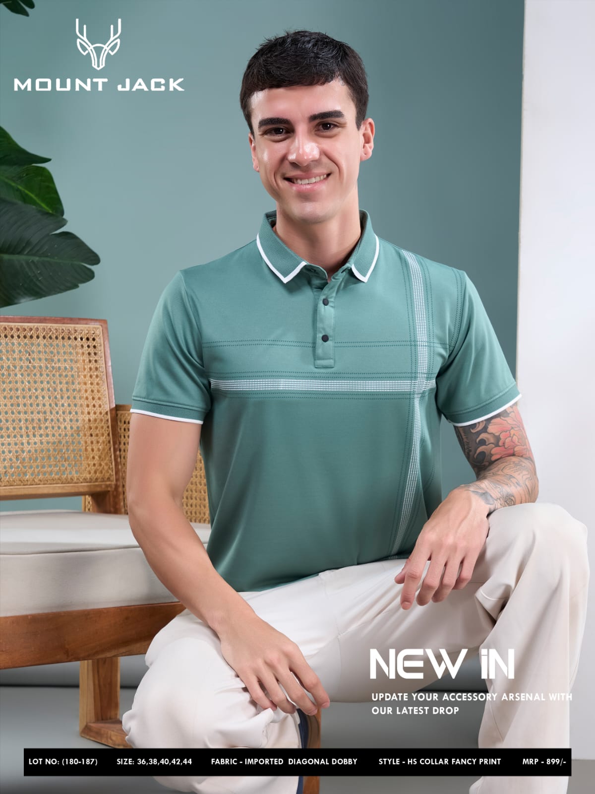 Lot No 180-187 Mount Jack Dobby Mens Tshirts Wholesaler Gujarat