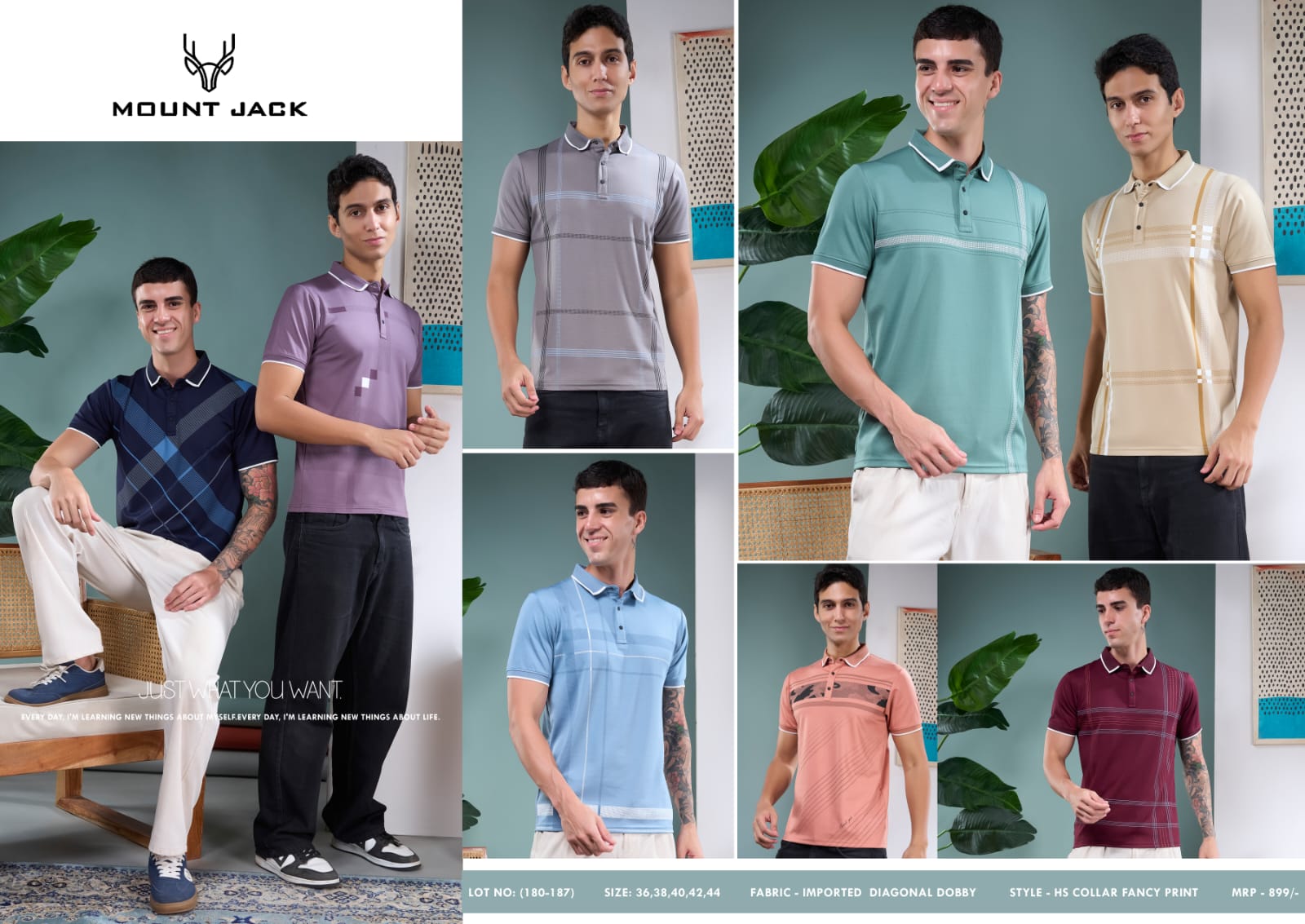 Lot No 180-187 Mount Jack Dobby Mens Tshirts Wholesaler Gujarat
