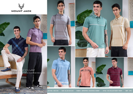 Lot No 180-187 Mount Jack Dobby Mens Tshirts Wholesaler Gujarat