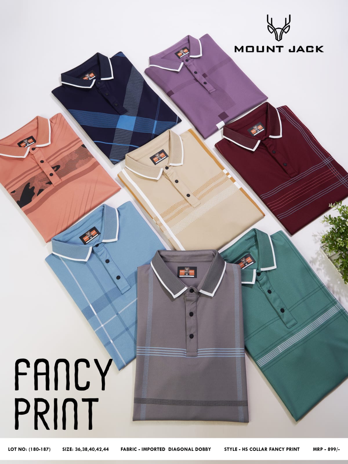 Lot No 180-187 Mount Jack Dobby Mens Tshirts Wholesaler Gujarat