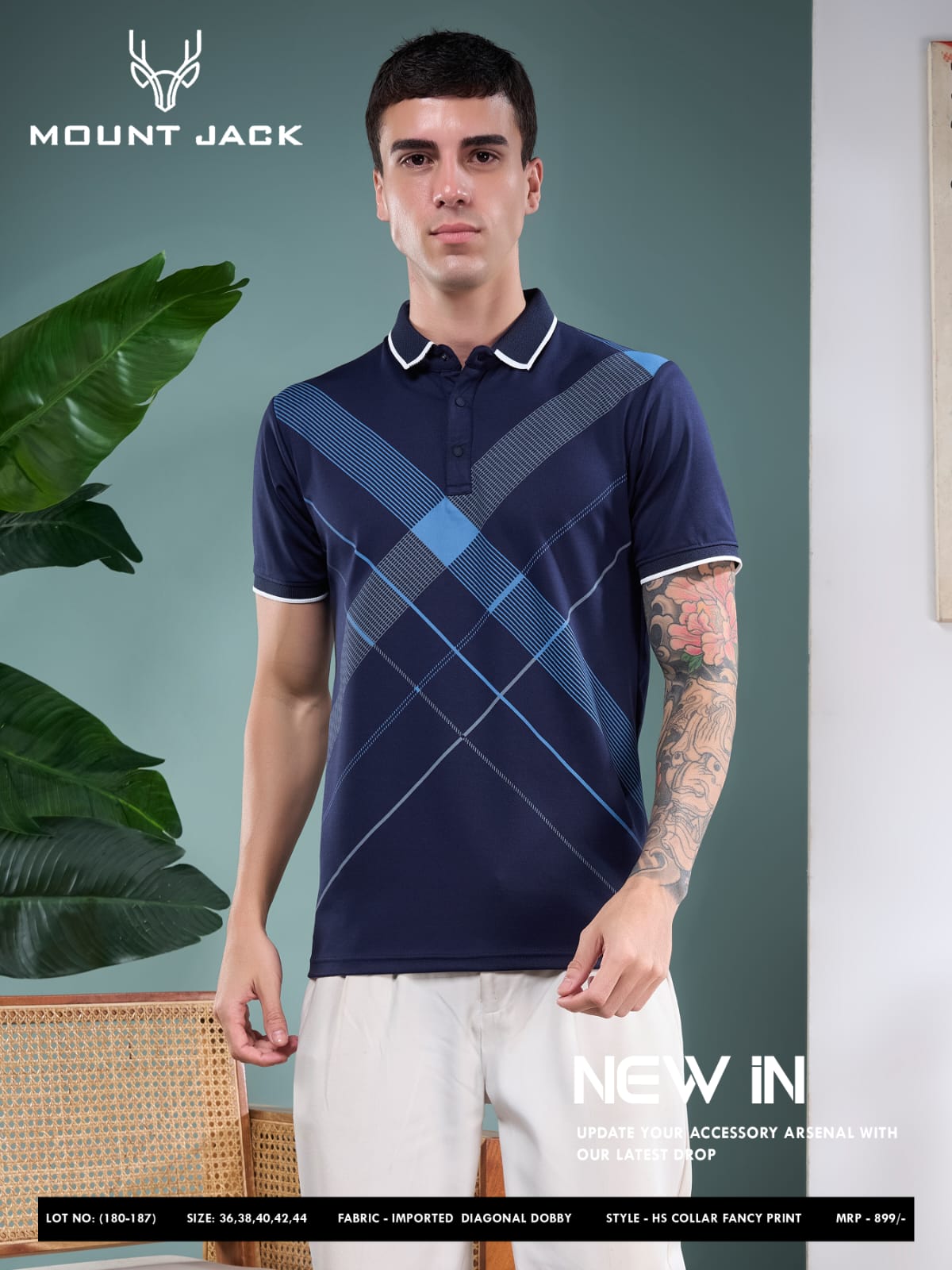 Lot No 180-187 Mount Jack Dobby Mens Tshirts Wholesaler Gujarat