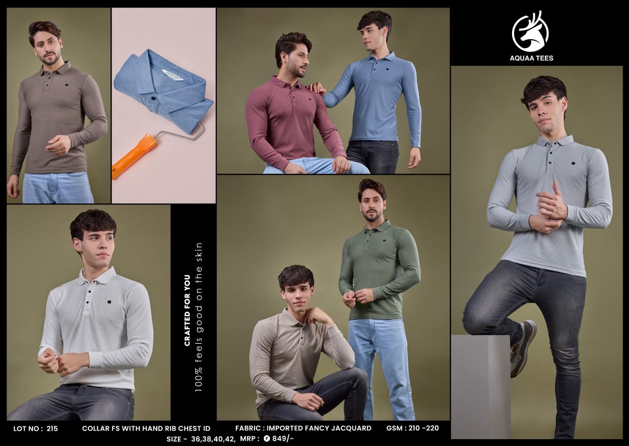 Lot No 215 Aquaa Tees Cotton Jacquard Mens Tshirts Manufacturer
