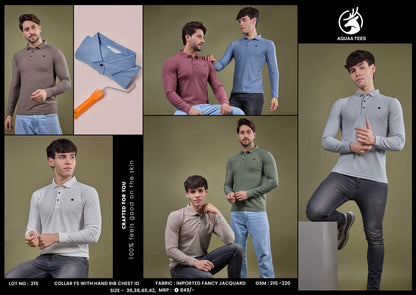 Lot No 215 Aquaa Tees Cotton Jacquard Mens Tshirts Manufacturer