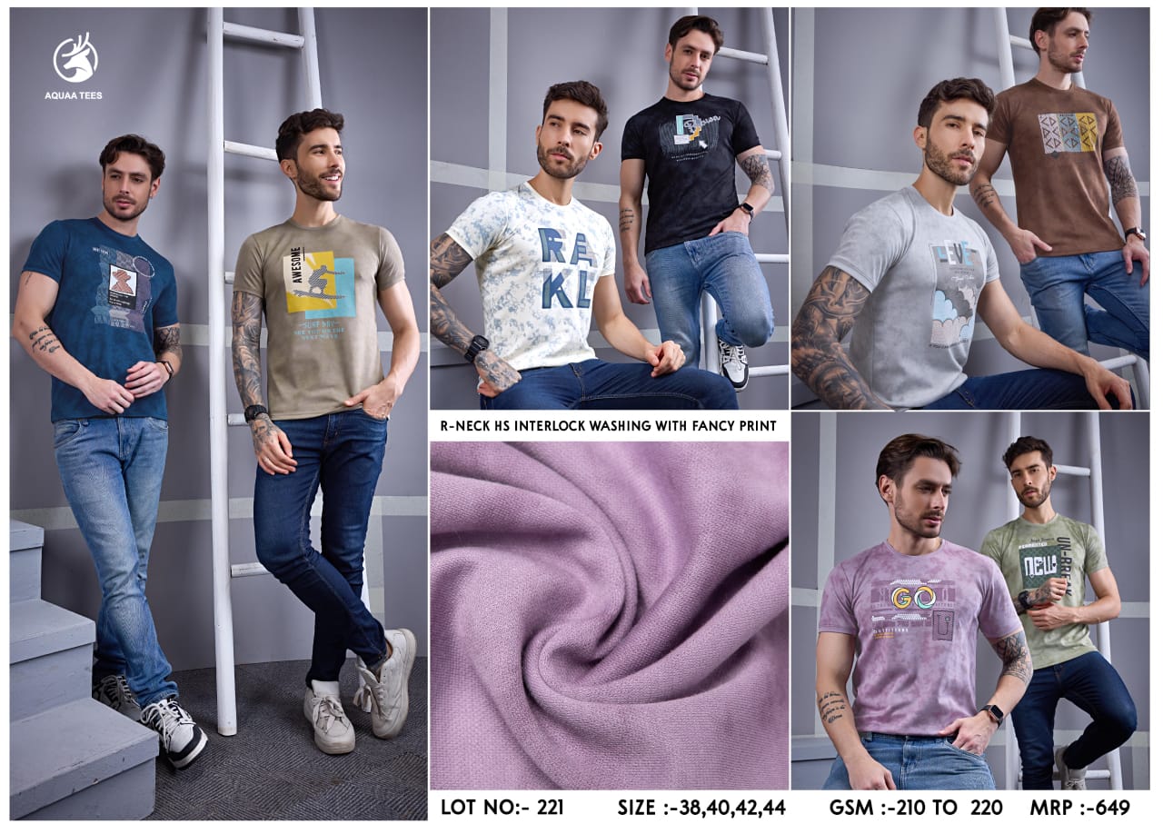 Lot No 221 Aquaa Tees Interlock Mens Tshirts Wholesaler Ahmedabad
