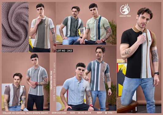 Lot No 242 Aquaa Tees Auto Stripes Mens Tshirts Manufacturer