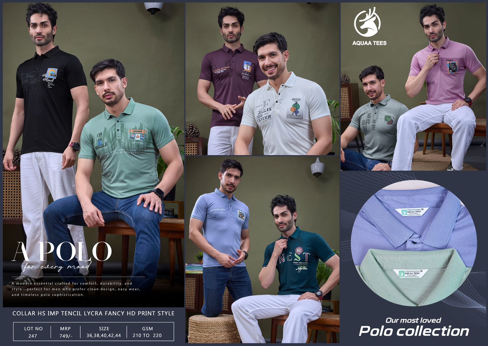 Lot No 247 Aquaa Tees Tencil Lycra Mens Tshirts Wholesaler Ahmedabad