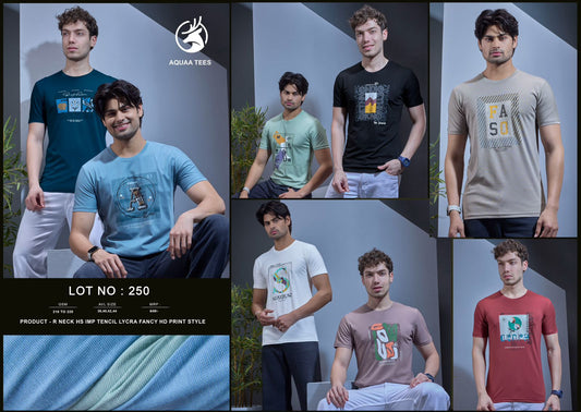 Lot No 250 Aquaa Tees Tencil Lycra Mens Tshirts Exporter Ahmedabad