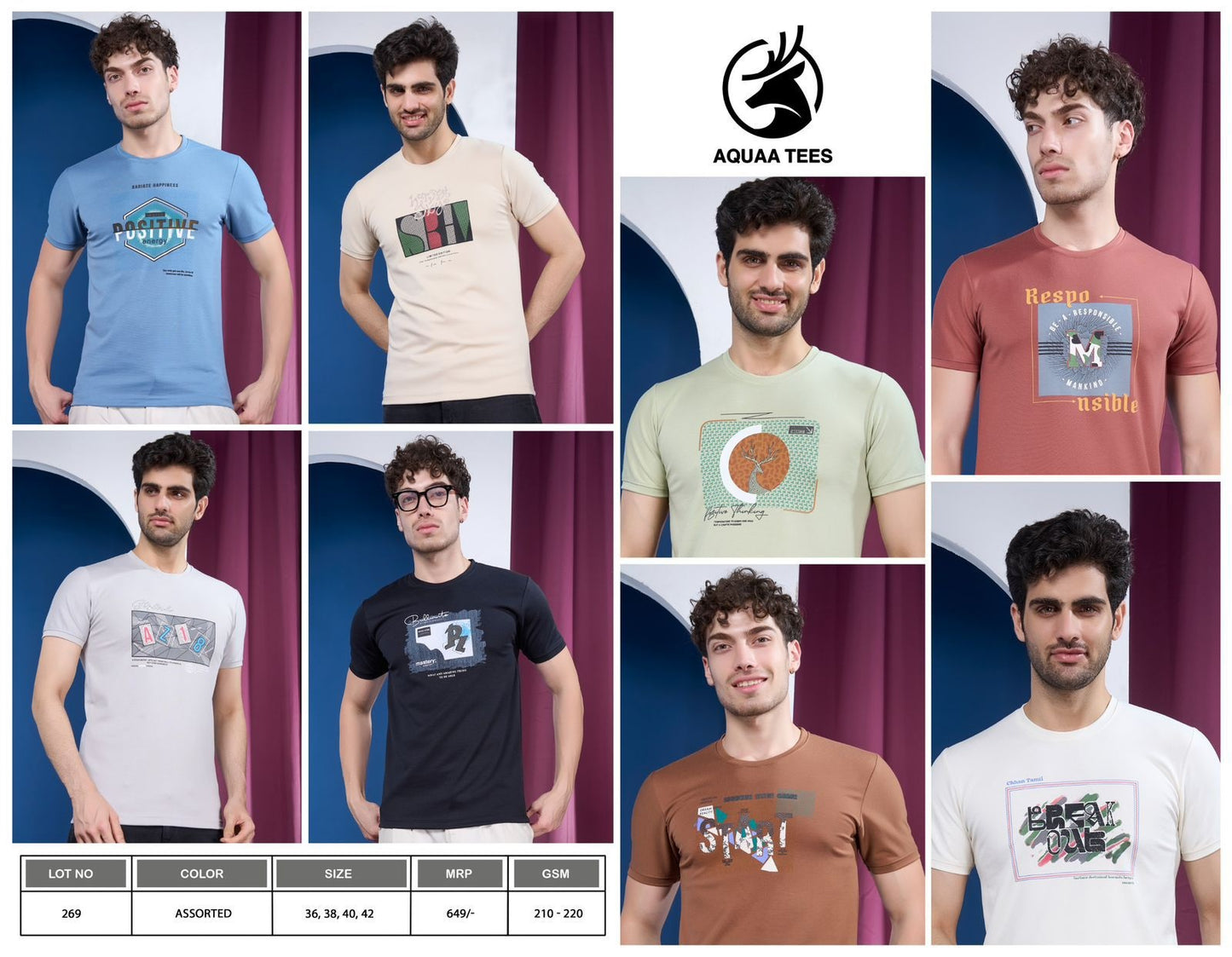 Lot No 269 Aquaa Tees Canvas Interlock Mens Tshirts Exporter