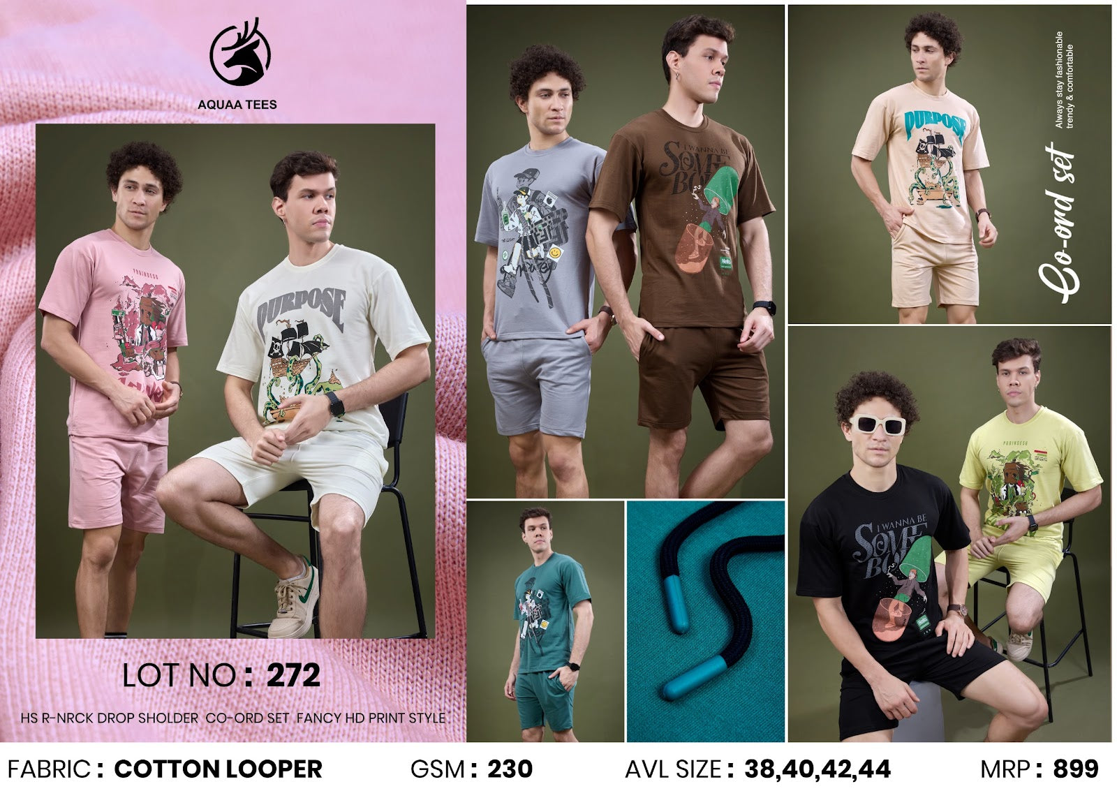 Lot No 272 Aquaa Tees Cotton Looper Mens Co Ord Set Exporter Gujarat