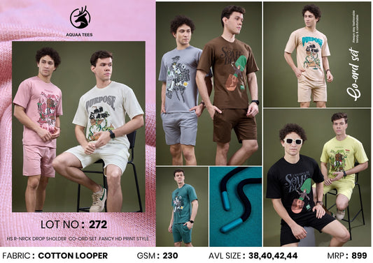 Lot No 272 Aquaa Tees Cotton Looper Mens Co Ord Set Exporter Gujarat