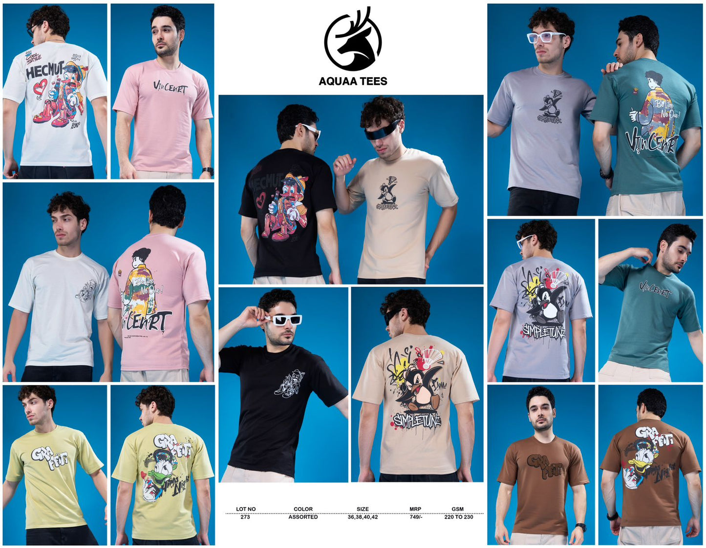 Lot No 273 Aquaa Tees Cotton Looper Mens Tshirts Wholesaler Ahmedabad