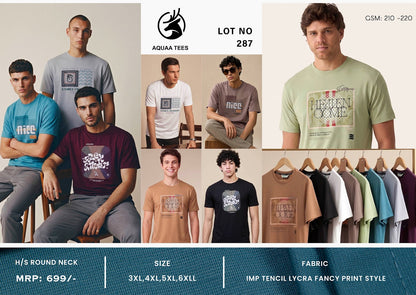 Lot No 287 Imported Aquaa Tees Tencil Lycra Mens Tshirts Wholesale Price