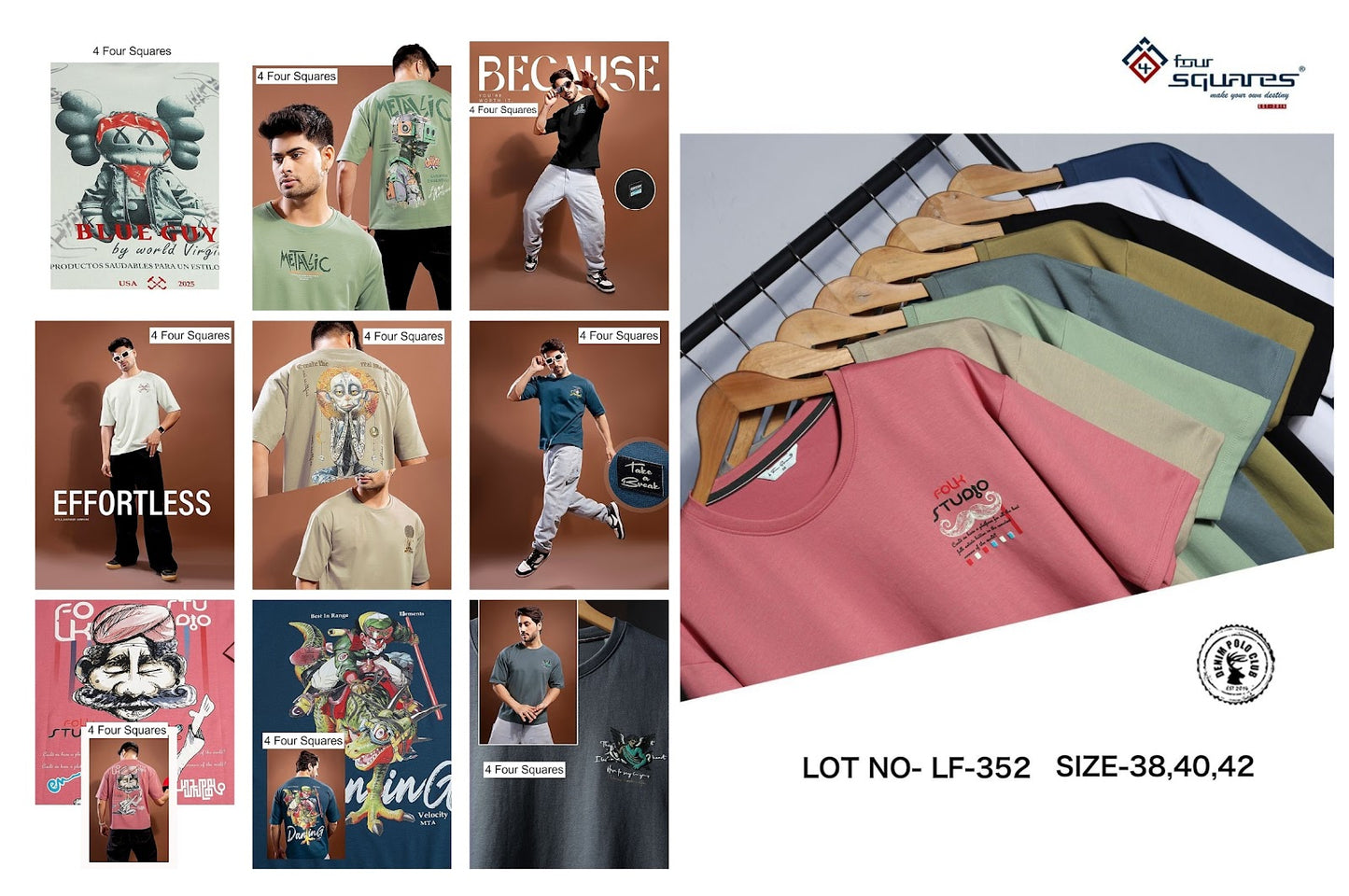 Lot No 352 4 Four Squares Lycra Mens Tshirts Exporter