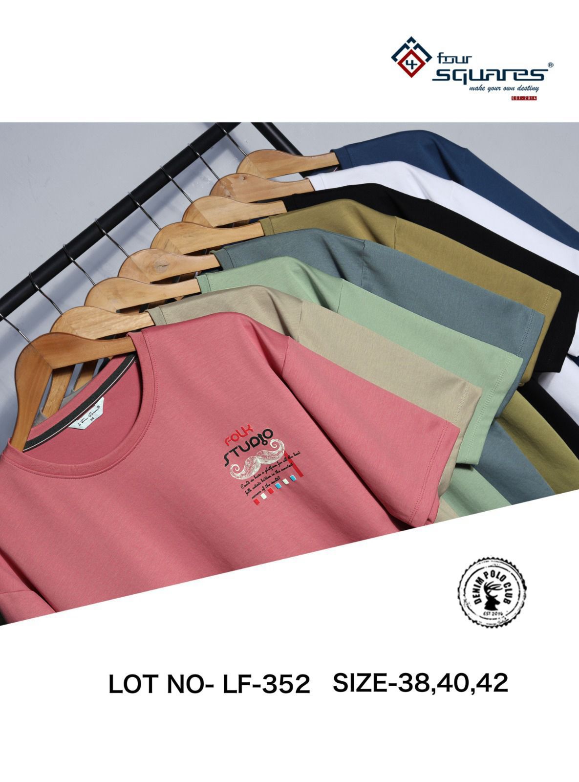 Lot No 352 4 Four Squares Lycra Mens Tshirts Exporter