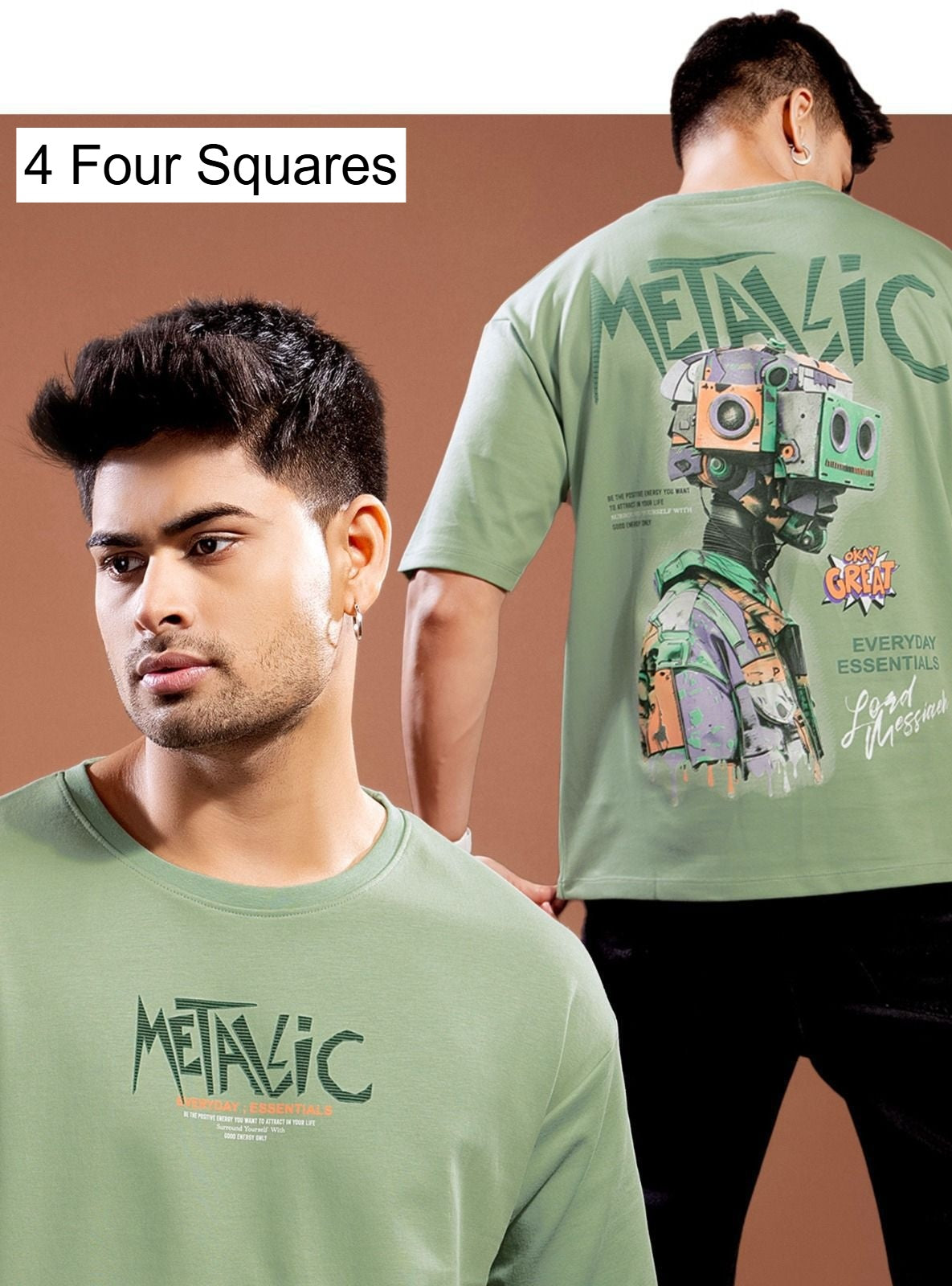 Lot No 352 4 Four Squares Lycra Mens Tshirts Exporter