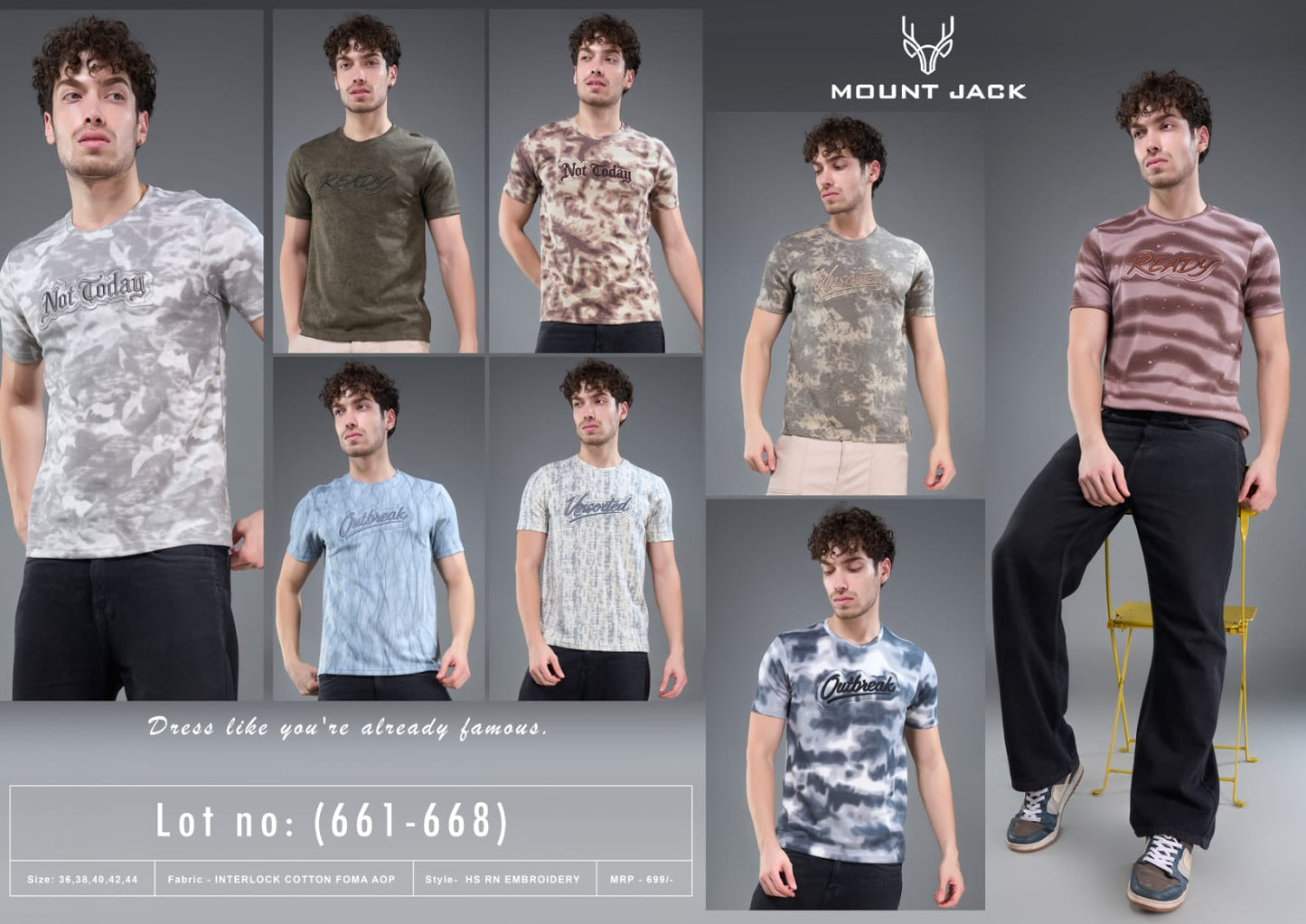 Lot No 661-668 Foma Aop Mount Jack Imported Mens Tshirts Wholesaler Gujarat