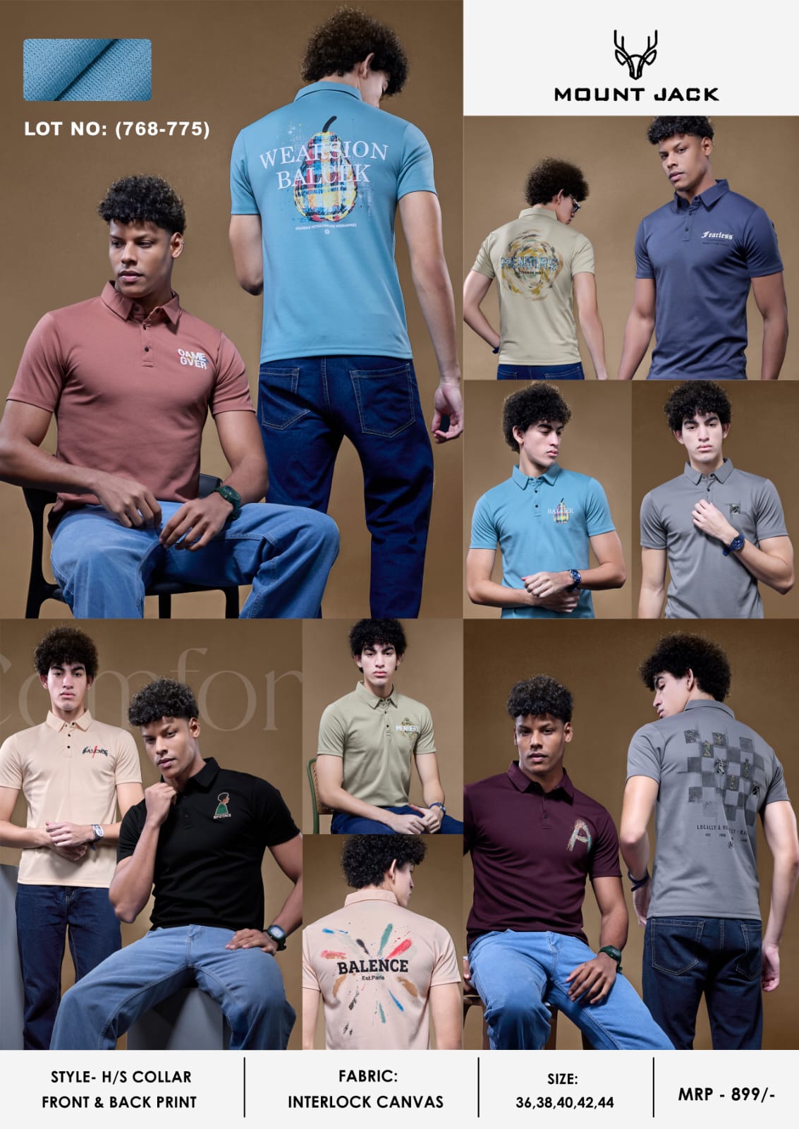 Lot No 768-775 Canvas Mount Jack Interlock Mens Tshirts Exporter India