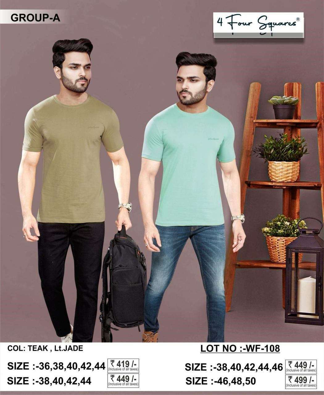 Lot No Wf 108 4 Four Squares Biowash Mens Tshirts Wholesaler Gujarat