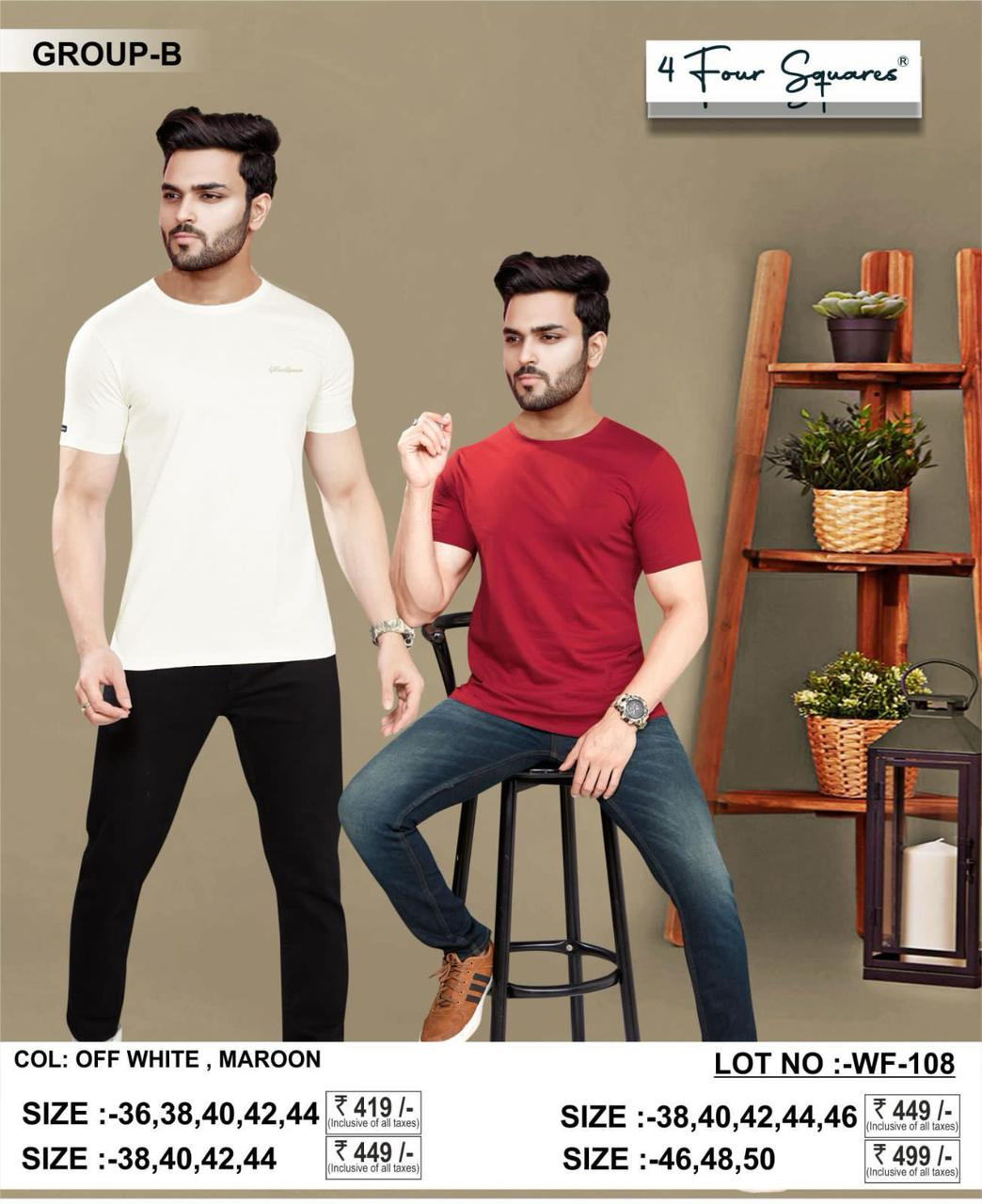 Lot No Wf 108 4 Four Squares Biowash Mens Tshirts Wholesaler Gujarat