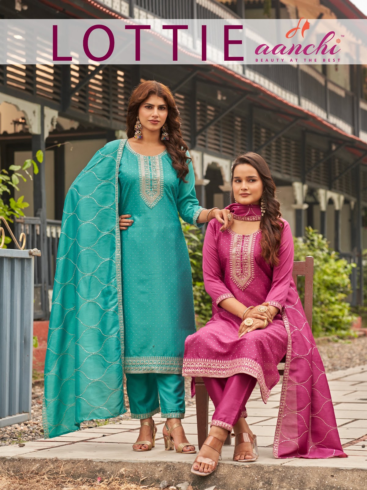 Lottie Aanchi Silk Readymade Pant Style Suits Exporter