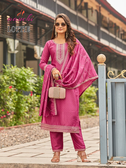 Lottie Aanchi Silk Readymade Pant Style Suits Exporter