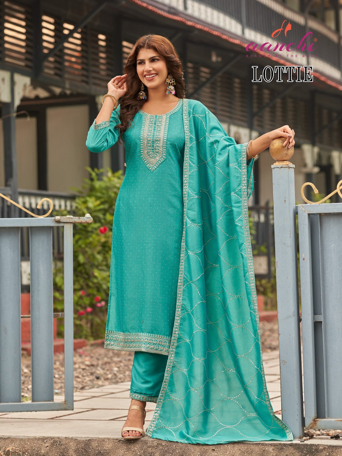 Lottie Aanchi Silk Readymade Pant Style Suits Exporter
