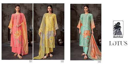Lotus 261124 Sahiba Muslin Silk Pant Style Suits Supplier India