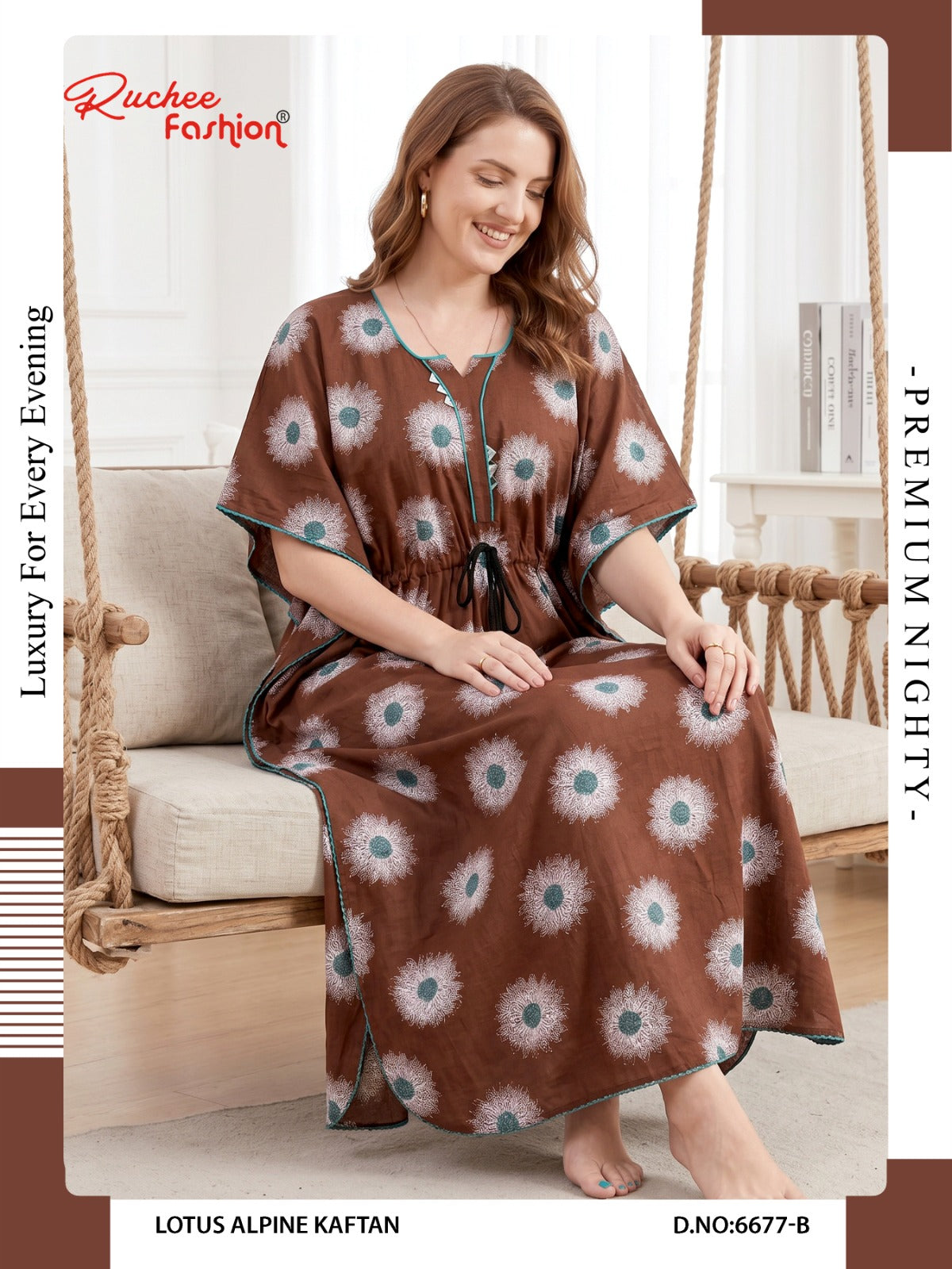 Lotus Alpine 0608 Ruchee Fashion Kaftan Nighty Wholesale Price