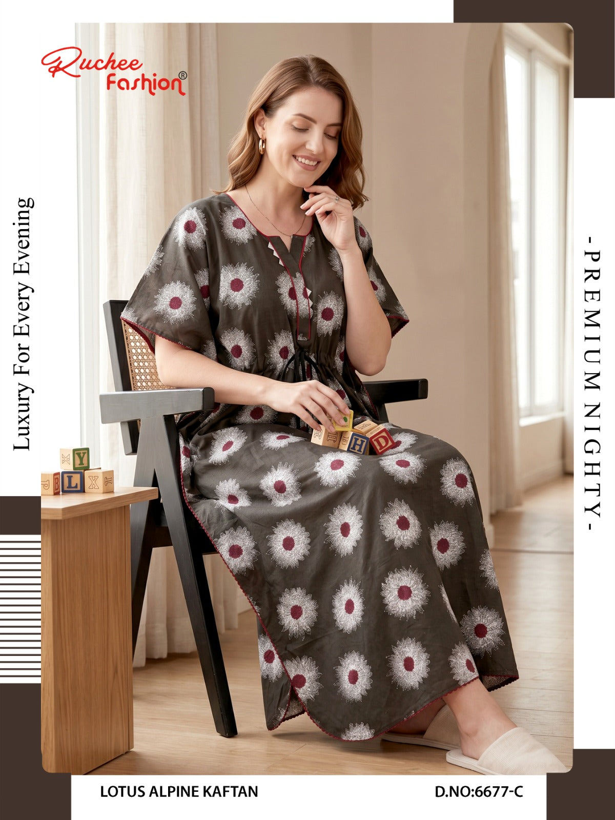 Lotus Alpine 0608 Ruchee Fashion Kaftan Nighty Wholesale Price