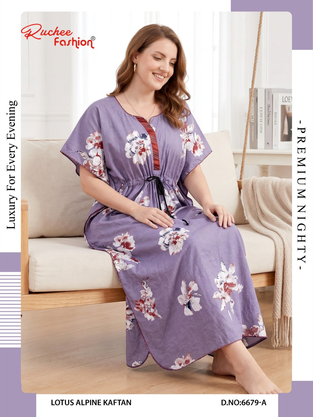 Lotus Alpine 0608 Ruchee Fashion Kaftan Nighty Wholesale Price