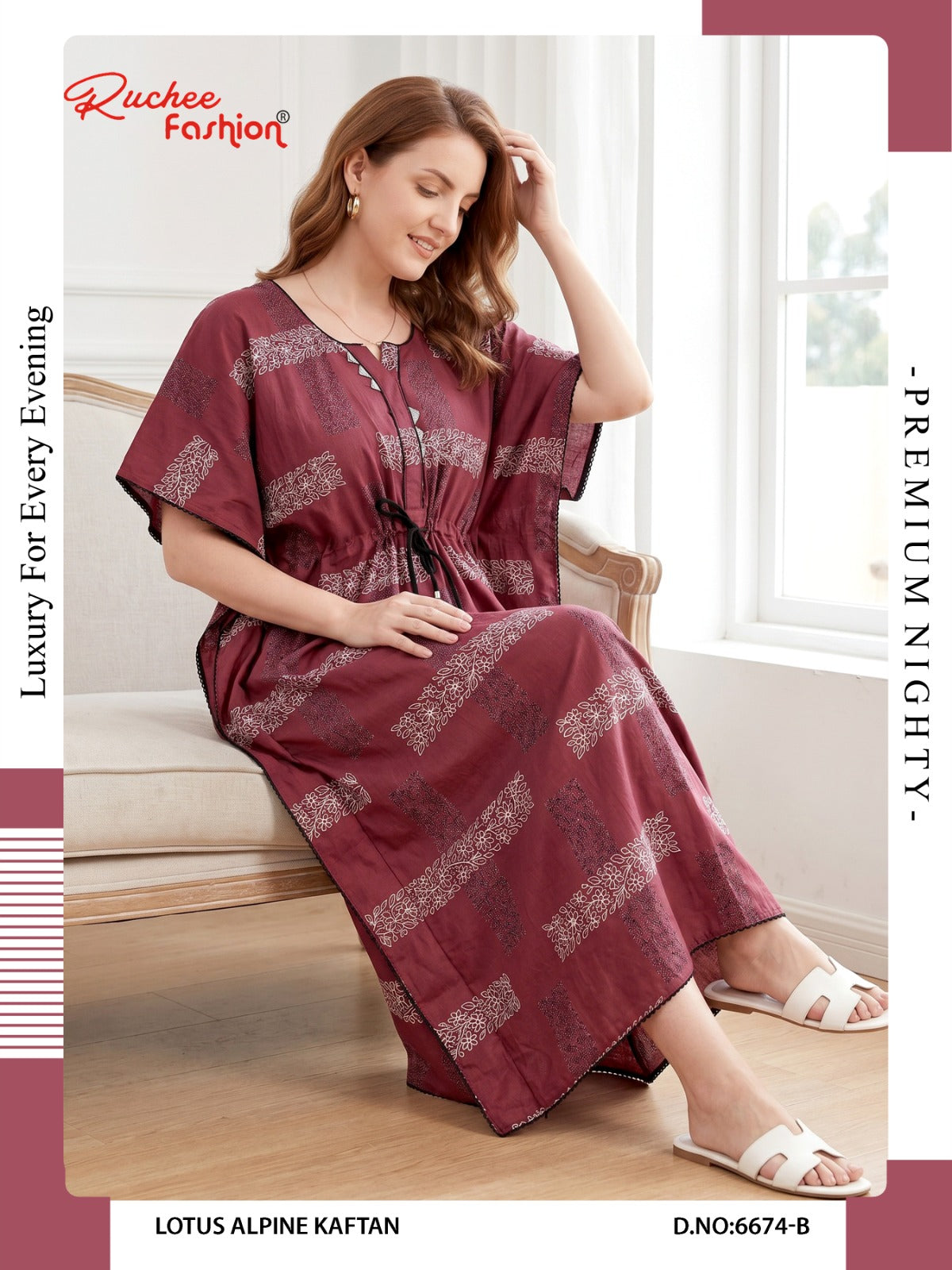 Lotus Alpine 0608 Ruchee Fashion Kaftan Nighty Wholesale Price