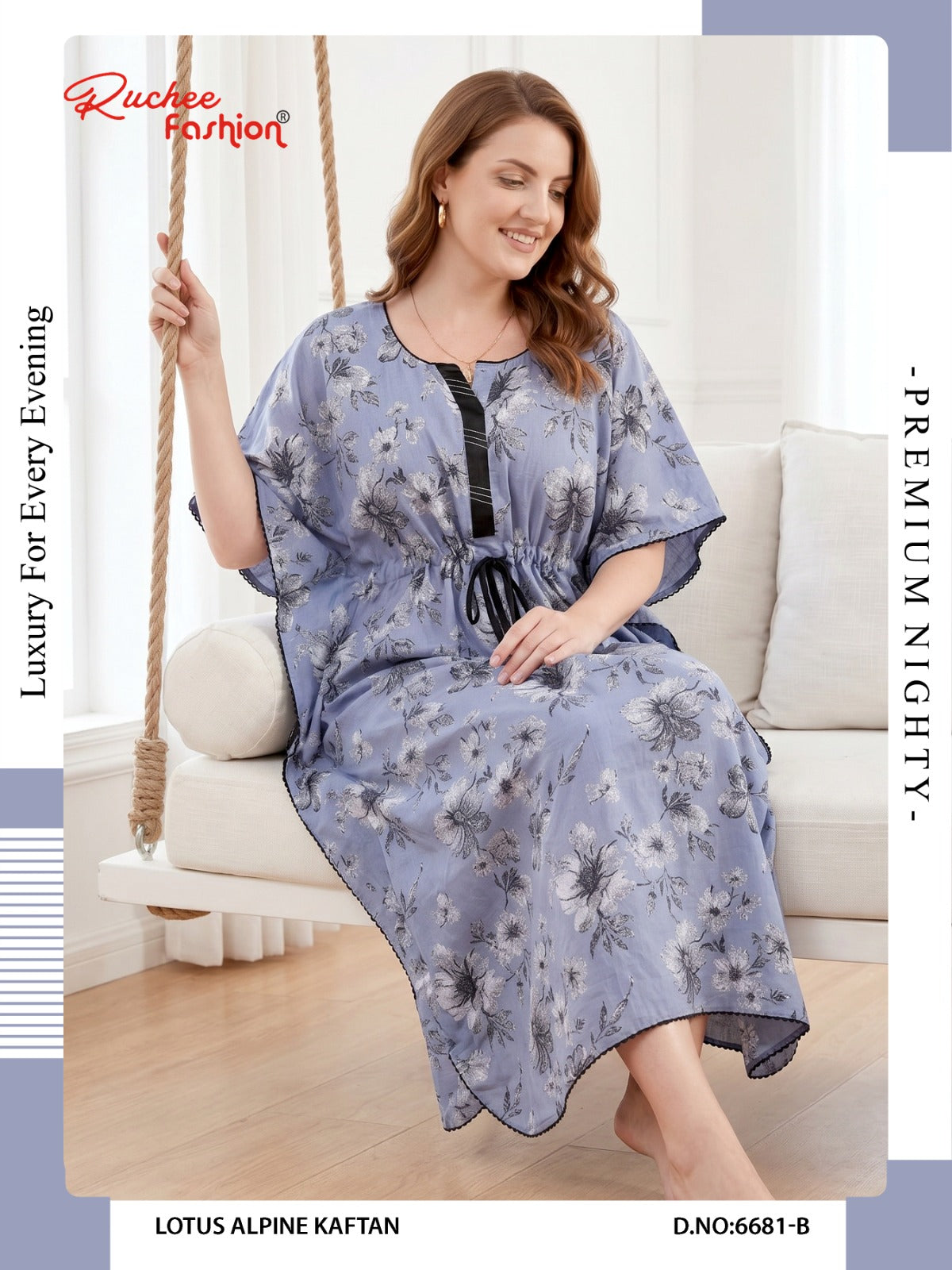 Lotus Alpine 0608 Ruchee Fashion Kaftan Nighty Wholesale Price