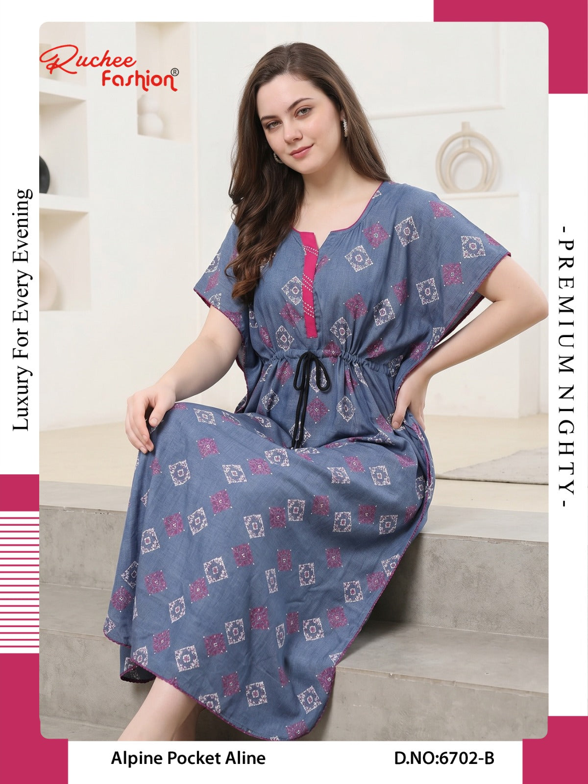 Lotus Alpine 0608 Ruchee Fashion Kaftan Nighty Wholesale Price