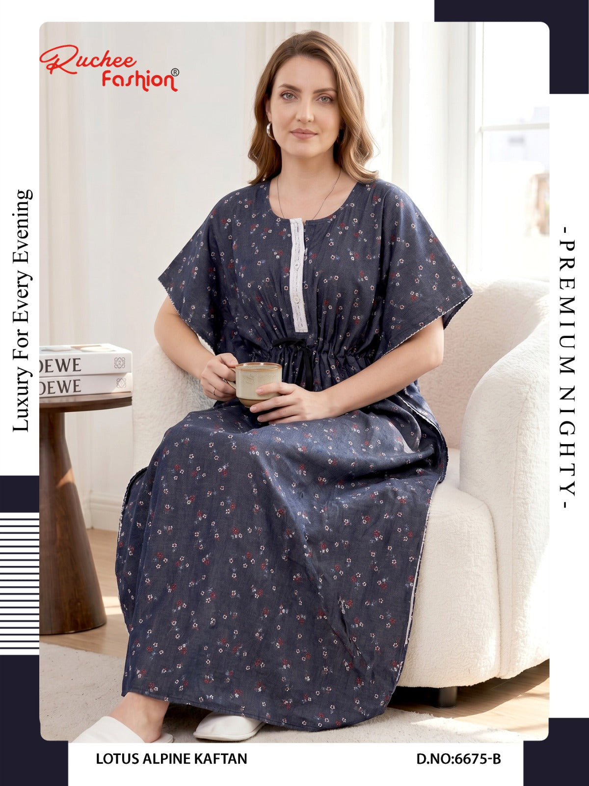 Lotus Alpine 0608 Ruchee Fashion Kaftan Nighty Wholesale Price