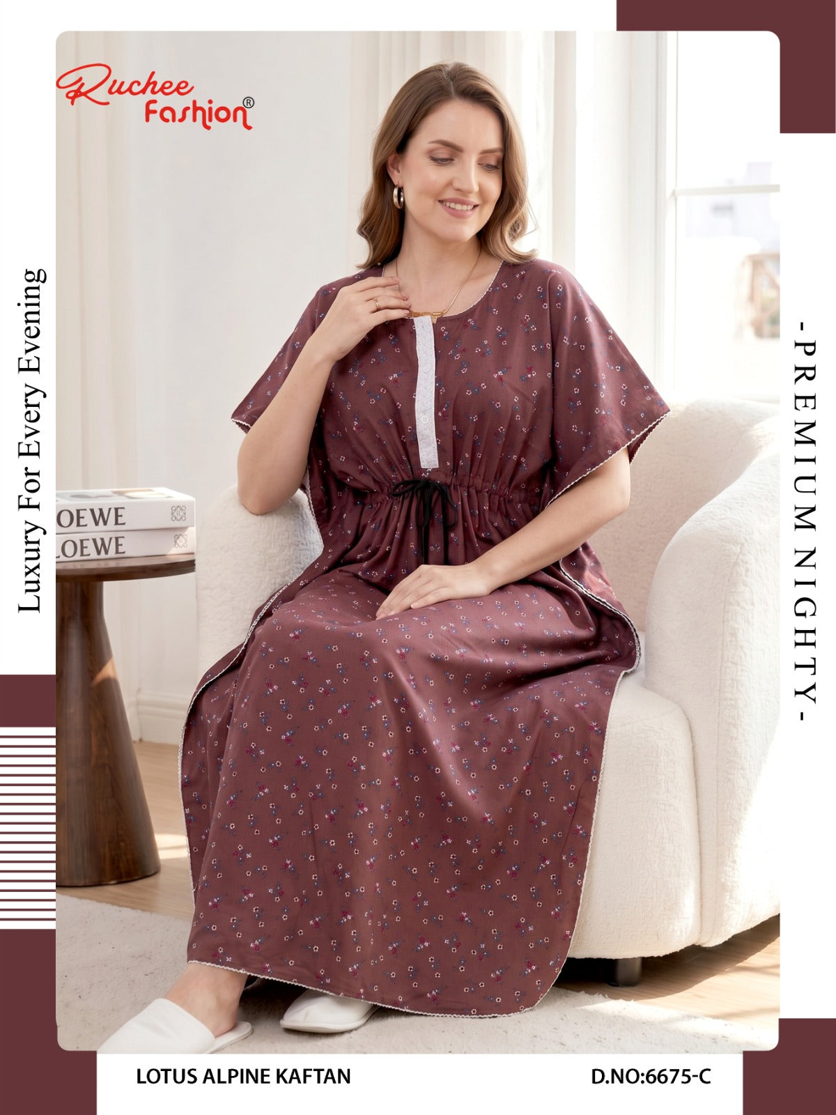 Lotus Alpine 0608 Ruchee Fashion Kaftan Nighty Wholesale Price