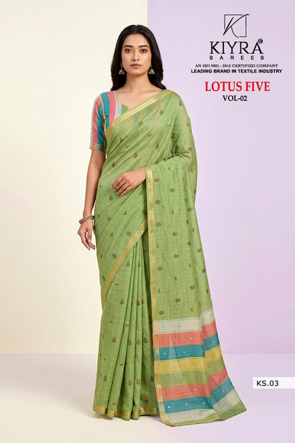 Lotus Five Vol 2 Kiyra Cotton Sarees Wholesaler India