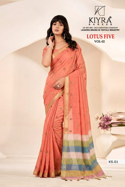 Lotus Five Vol 2 Kiyra Cotton Sarees Wholesaler India