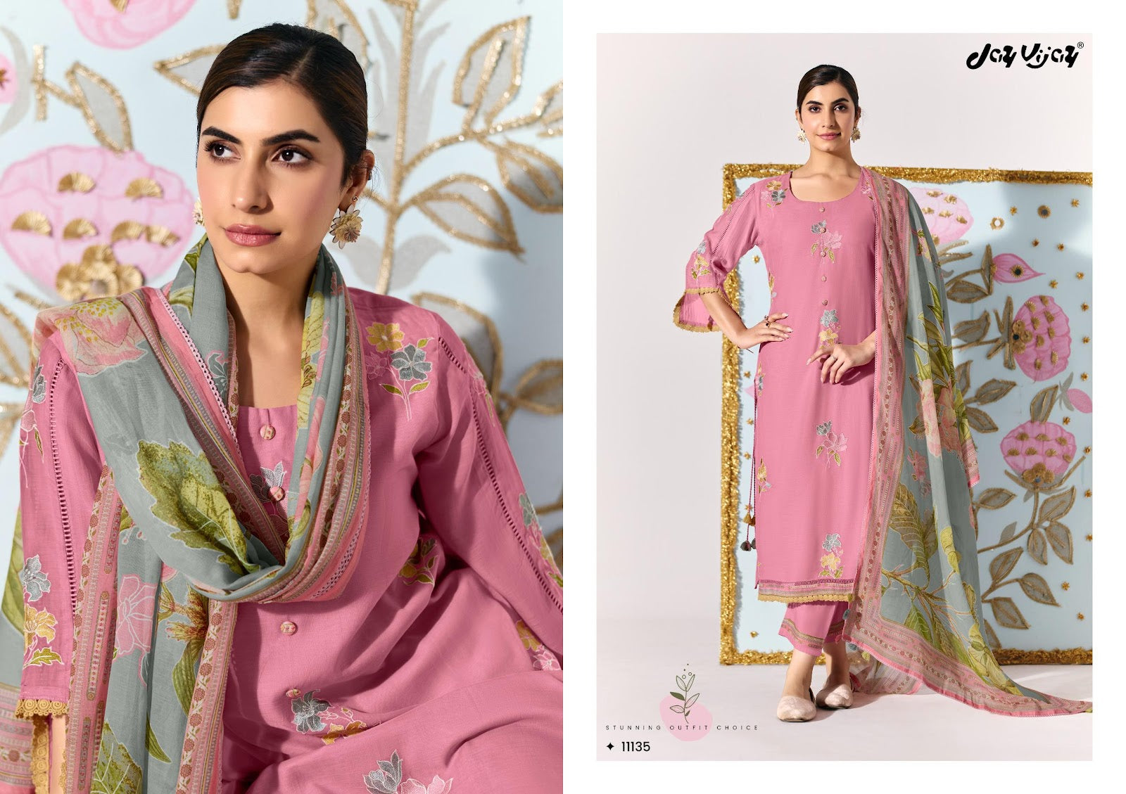 Lotus Jay Vijay Mal Chanderi Pant Style Suits Exporter Ahmedabad