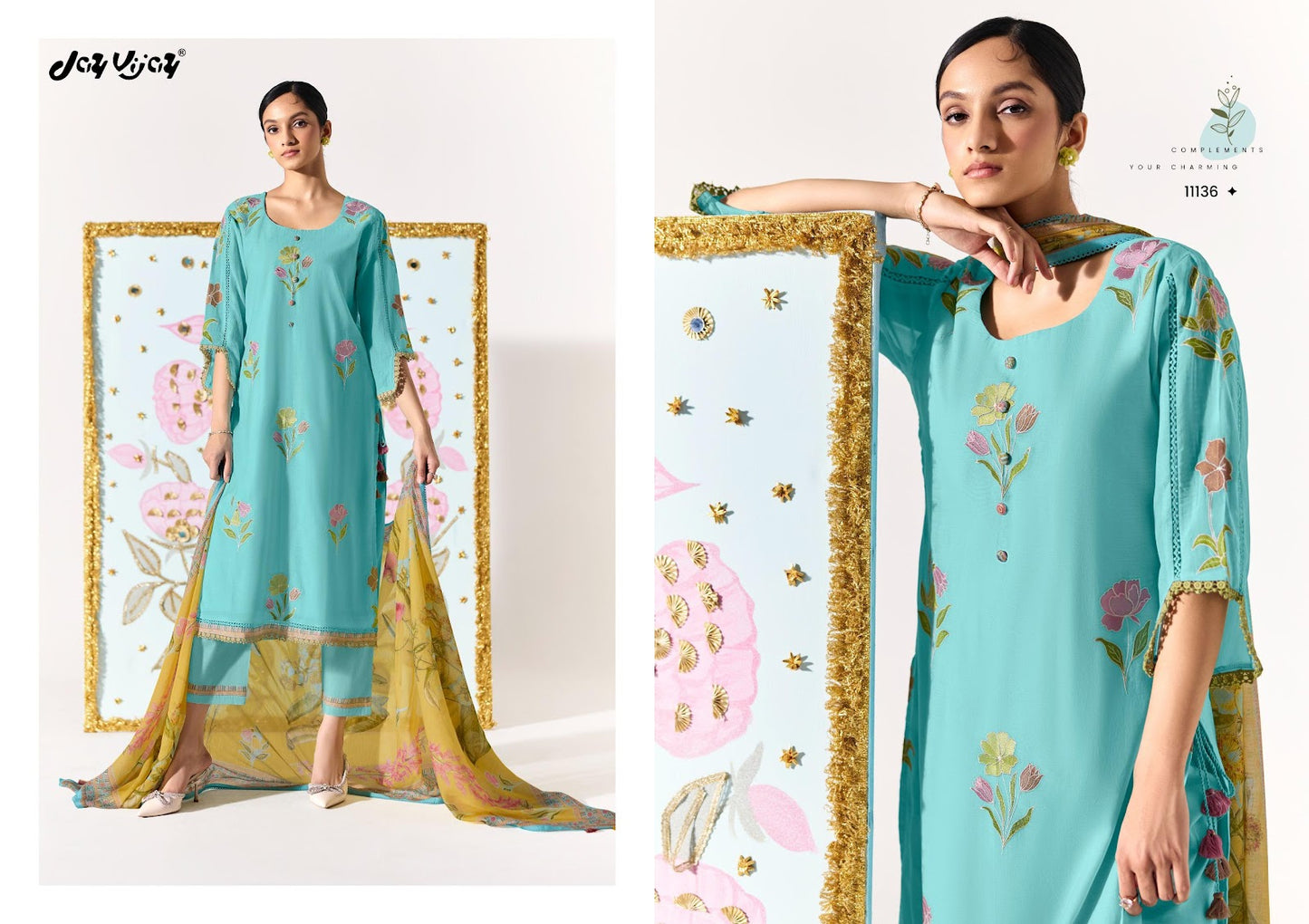 Lotus Jay Vijay Mal Chanderi Pant Style Suits Exporter Ahmedabad